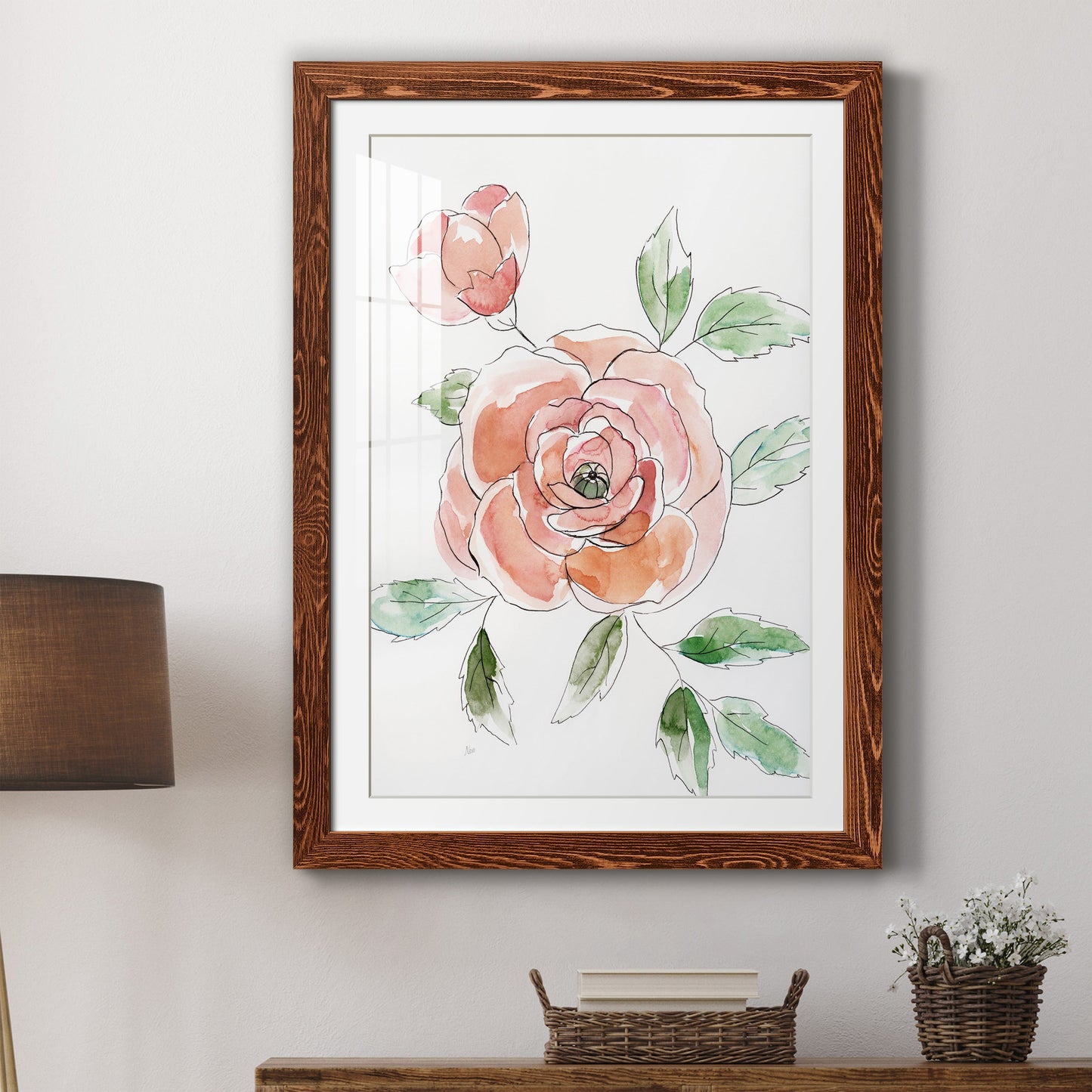 Rose Contour - Barnwood Framed Art Print