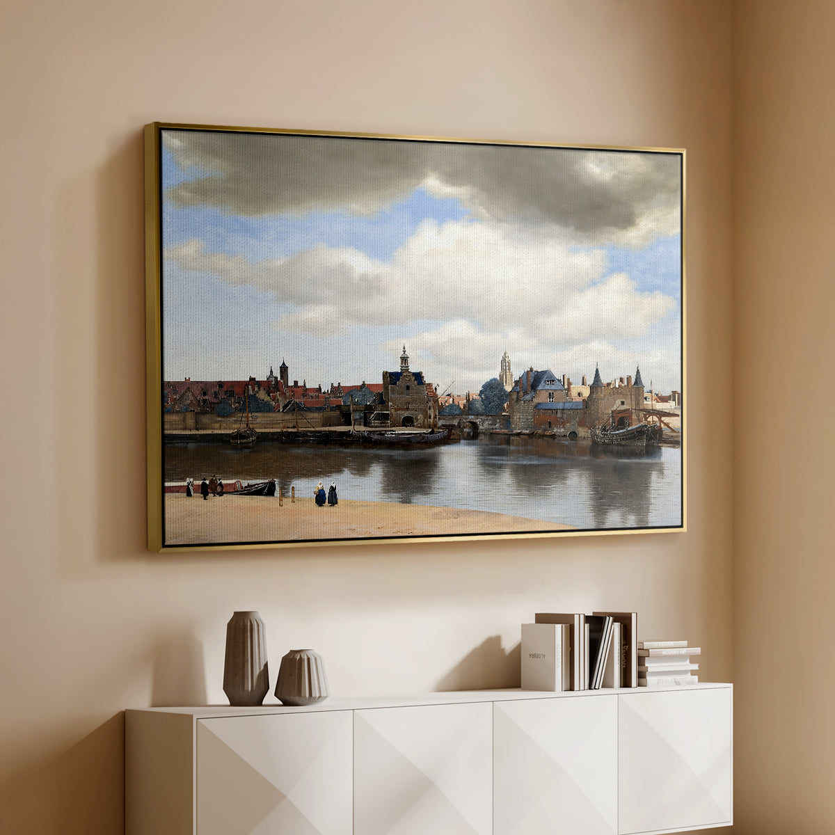 View of Delft, c. 1660-1661 - Floater Framed Canvas Print