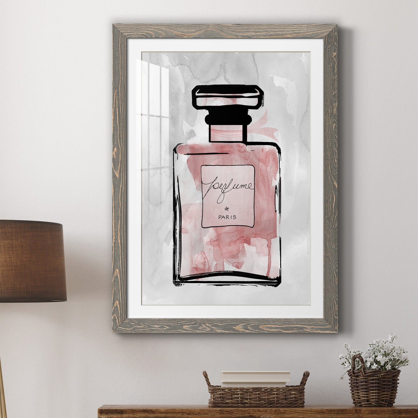 Blush Wash Perfume - Premium Framed Print - Distressed Barnwood Frame - Ready to Hang