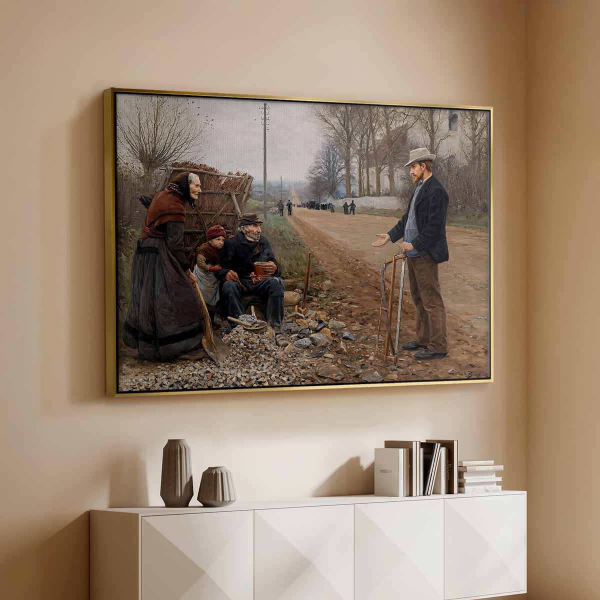 People by a Road, 1893 - Floater Framed Canvas Print