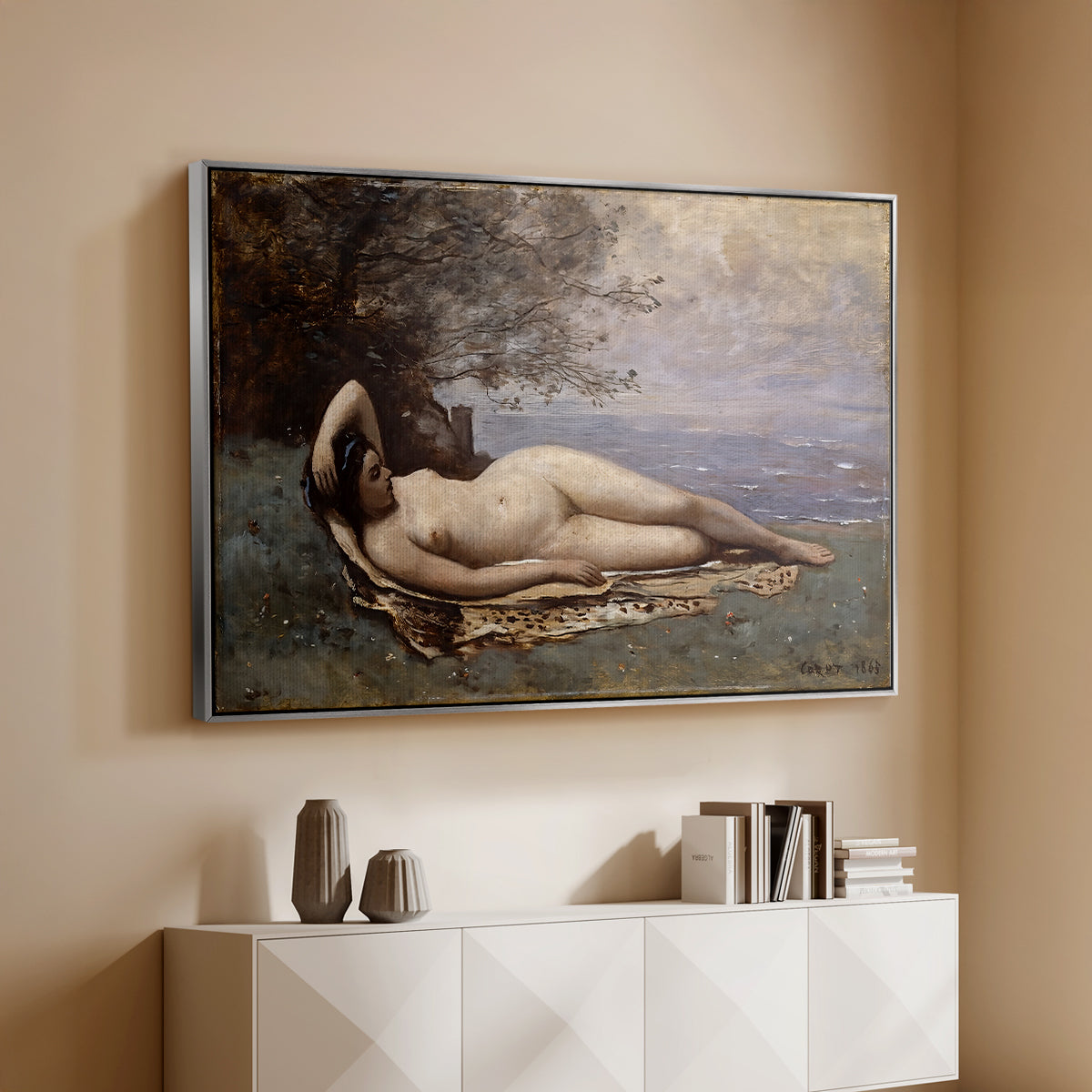 Bacchante by the Sea, 1865 - Floater Framed Canvas Print