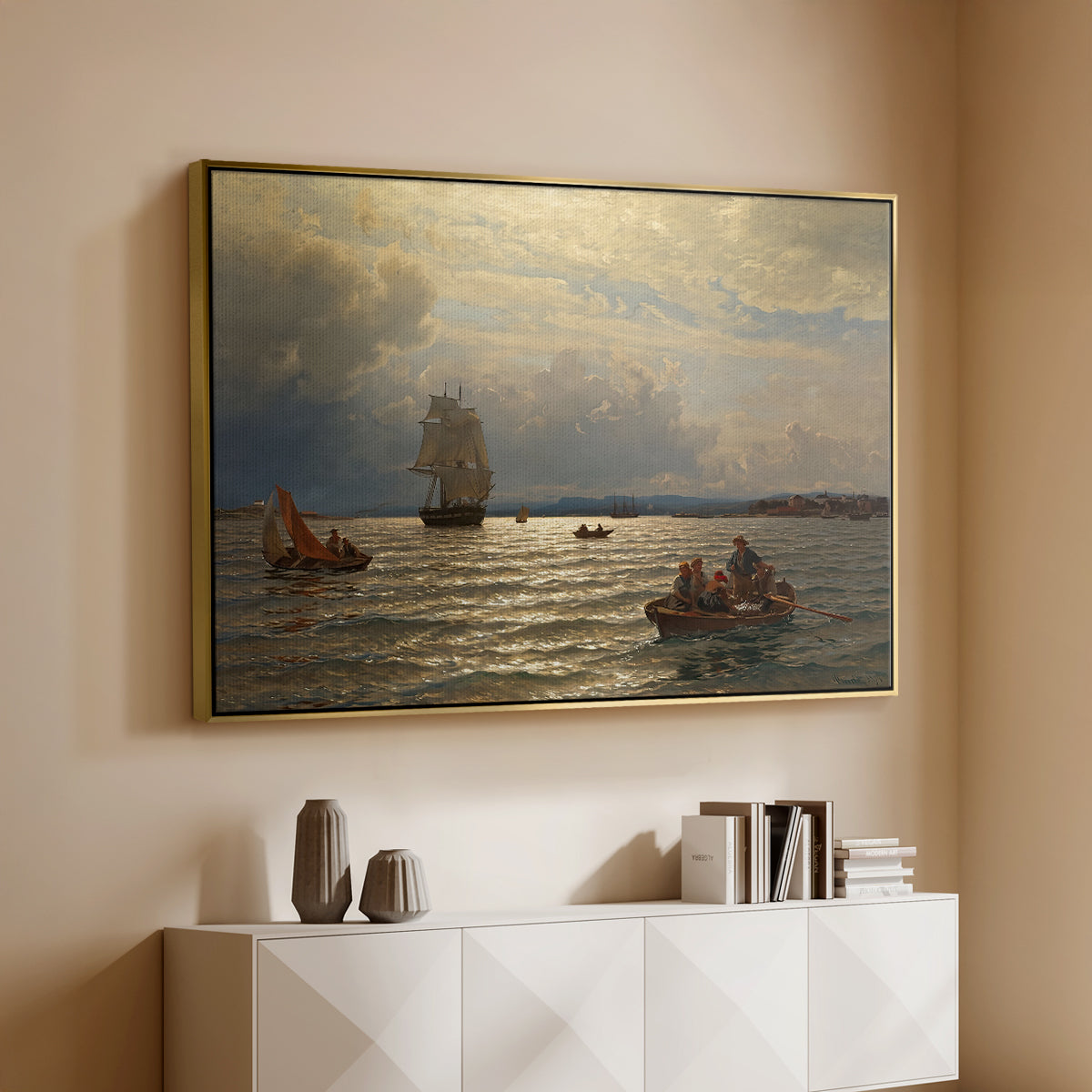 From the Inlet of Oslo, 1874 - Floater Framed Canvas Print