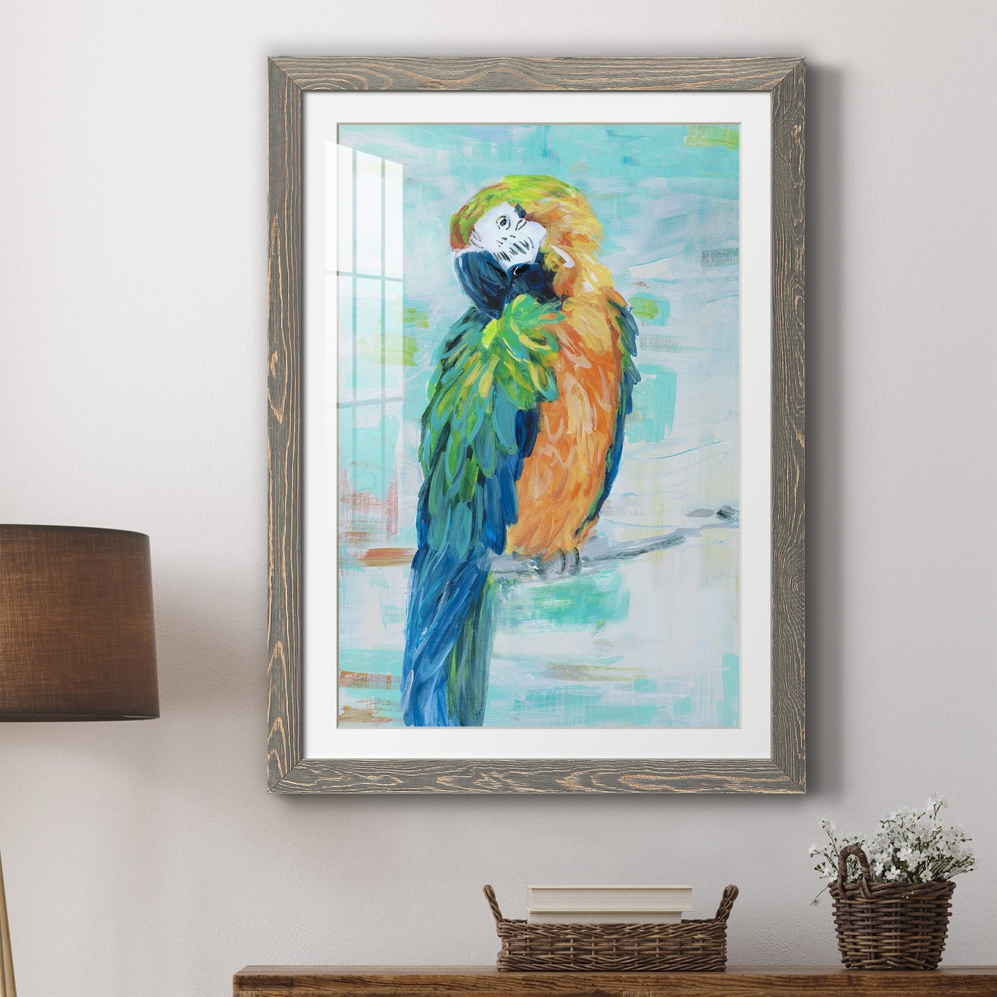 Island Parrot II - Premium Framed Print - Distressed Barnwood Frame - Ready to Hang