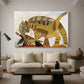 Canvas art print featuring an expressive composition with exaggerated feline form, displayed in a spacious living room