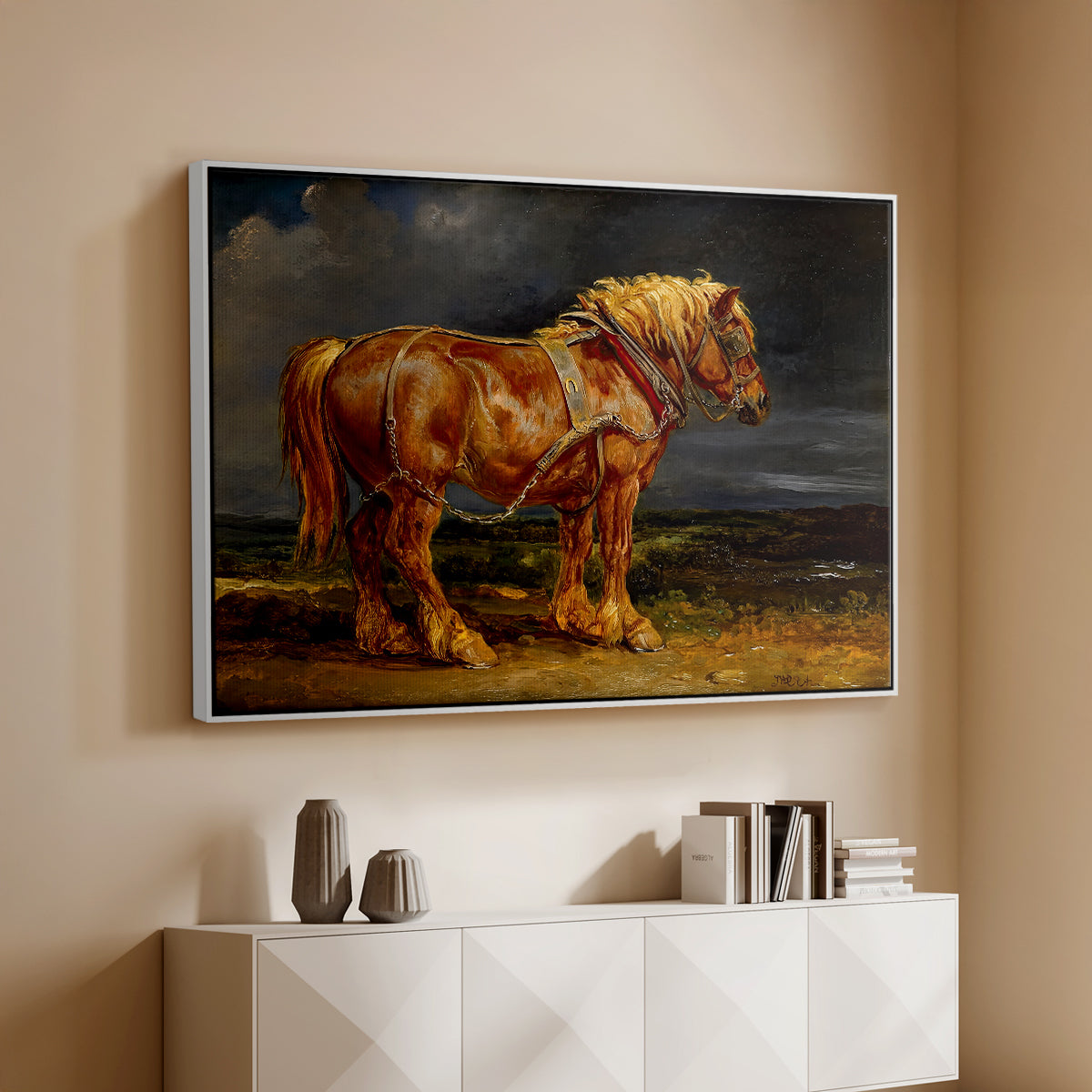 The Shire Horse Elephant in an Extensive Landscape, c. 1850s - Floater Framed Canvas Print