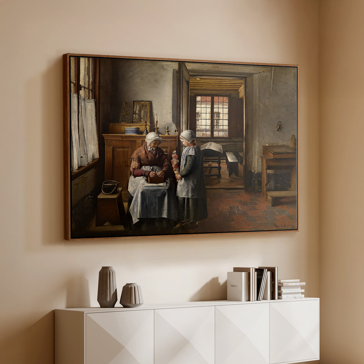 Grandmother's Feast, 1873 - Floater Framed Canvas Print
