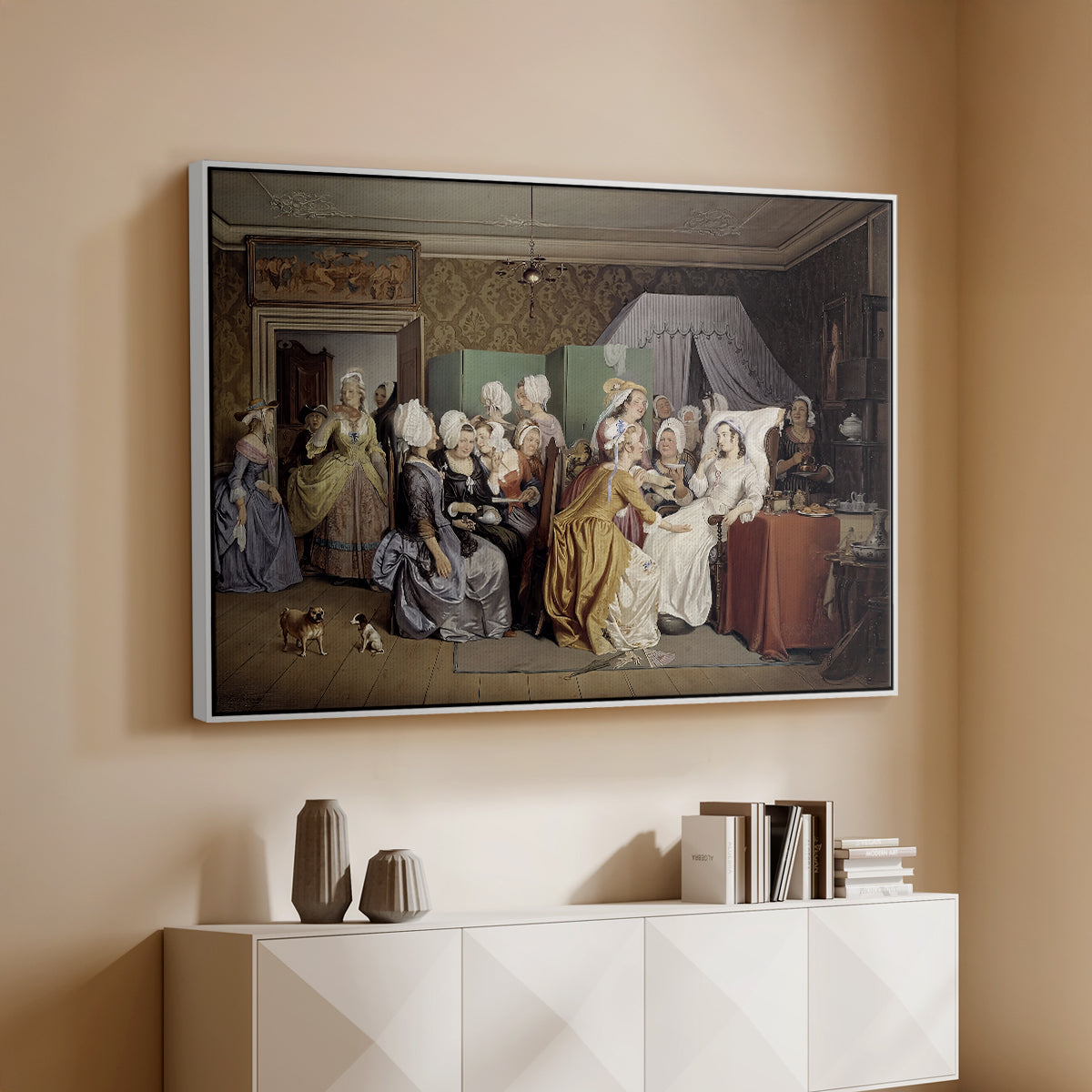 The Maternity Room (Scene from "Barselstuen"), 1845 - Floater Framed Canvas Print