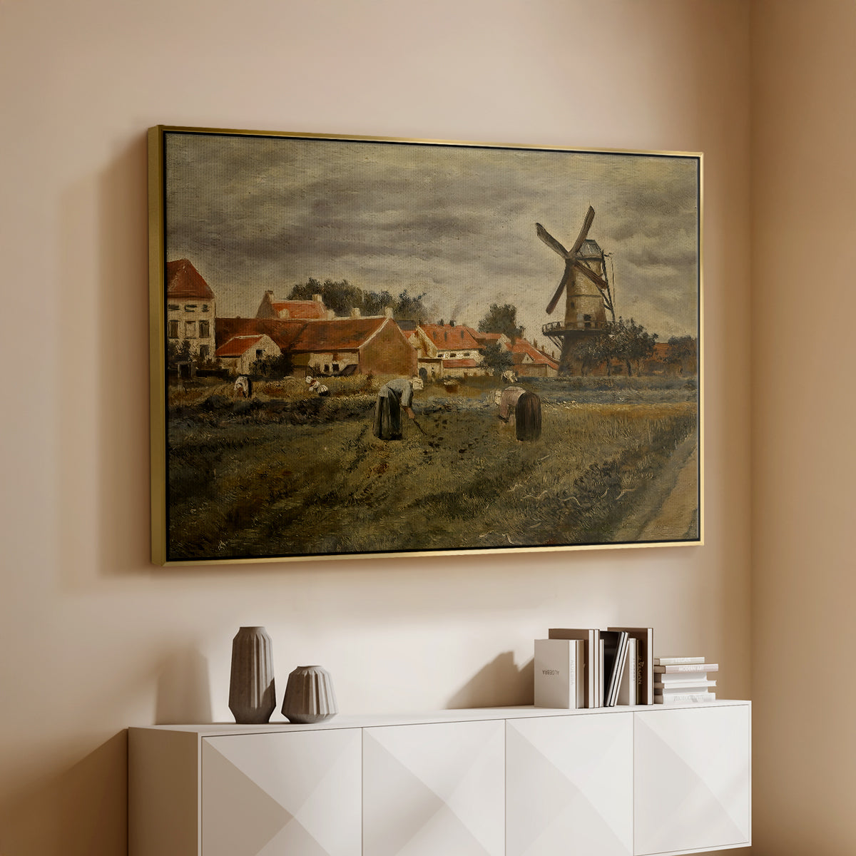 The Potato Harvest, c. 1875 - Floater Framed Canvas Print
