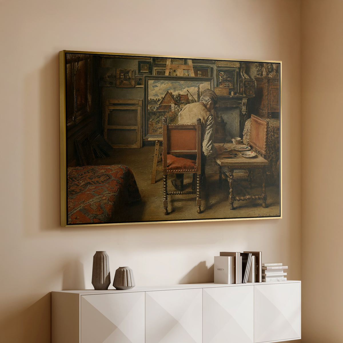 The Retoucher (The Restorer), 1876 - Floater Framed Canvas Print