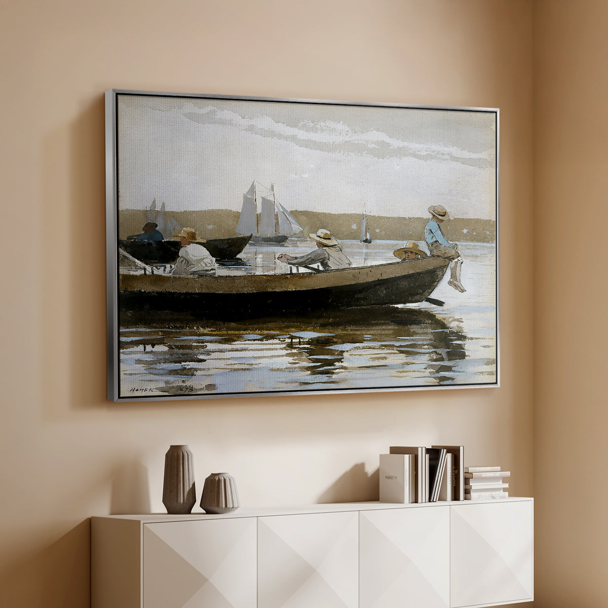 Boys in a Dory, 1873 - Floater Framed Canvas Print