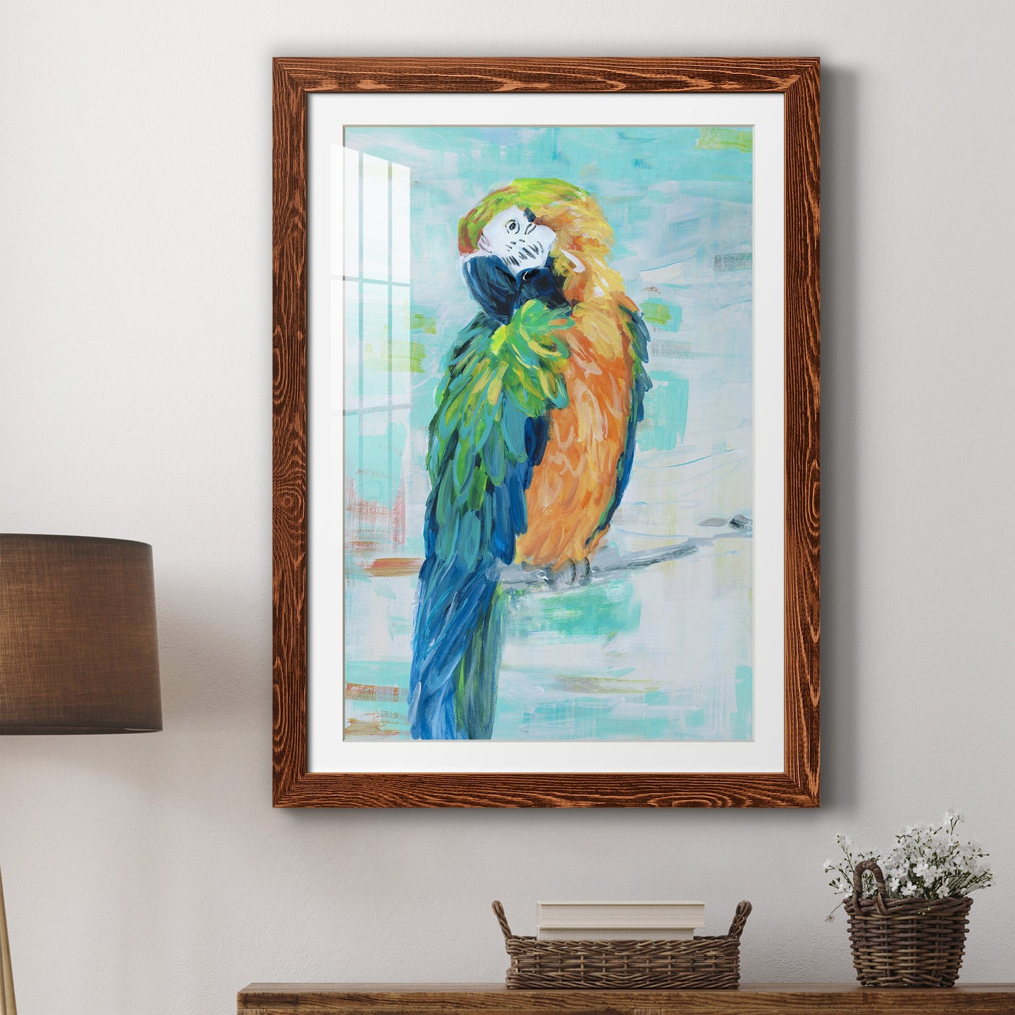 Island Parrot II - Premium Framed Print - Distressed Barnwood Frame - Ready to Hang