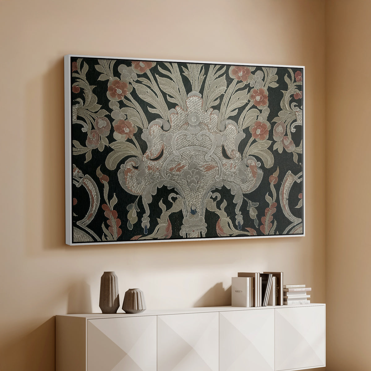 Hanging (Printed Textile), c. 18th Century - Floater Framed Canvas Print