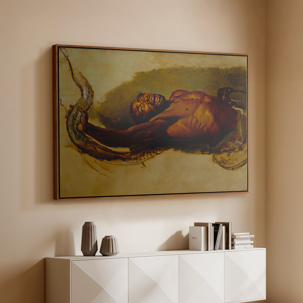 Man Struggling with a Boa Constrictor, c. 1803 - Floater Framed Canvas Print
