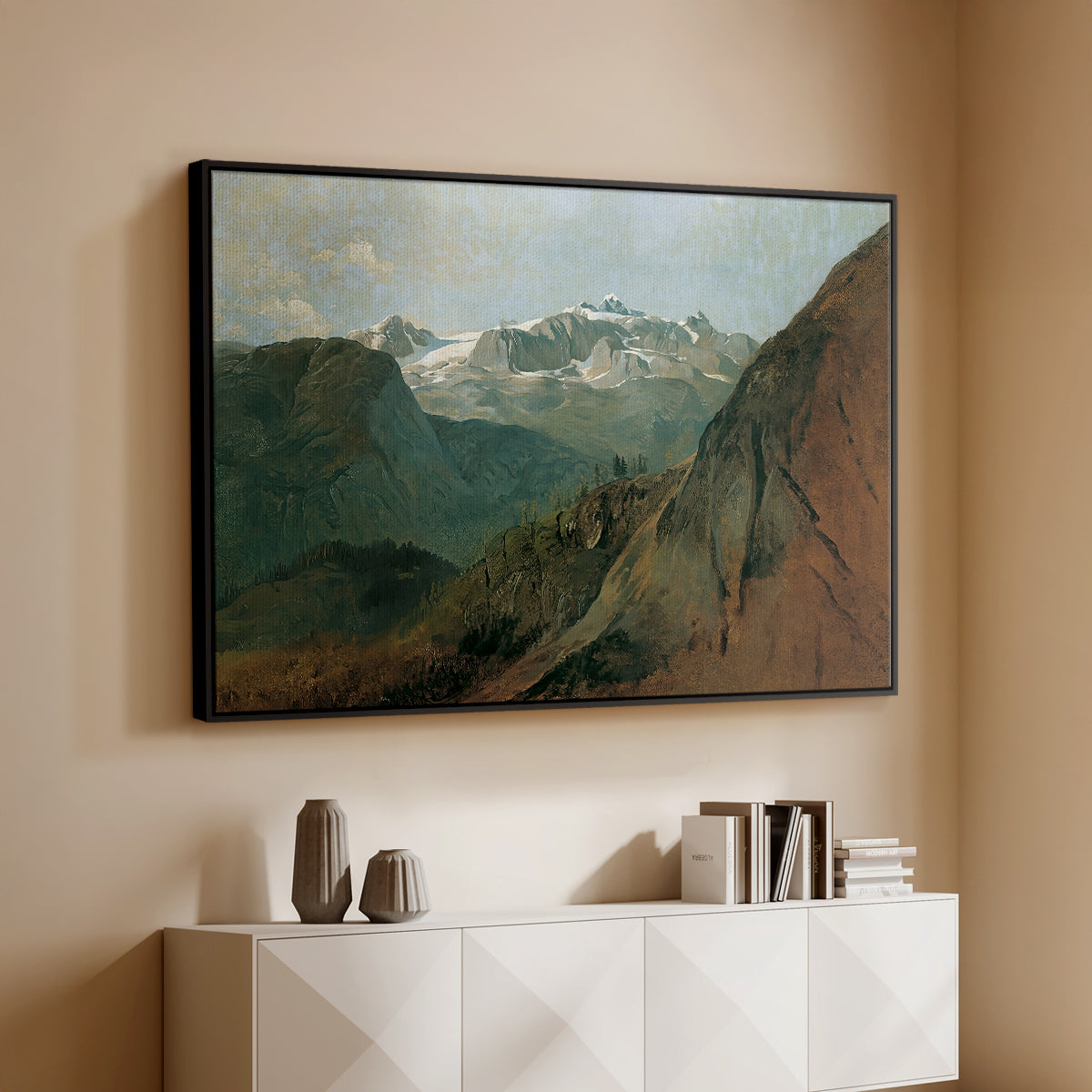 The Dachstein from the Plassen near Hallstatt, 1827 - Floater Framed Canvas Print