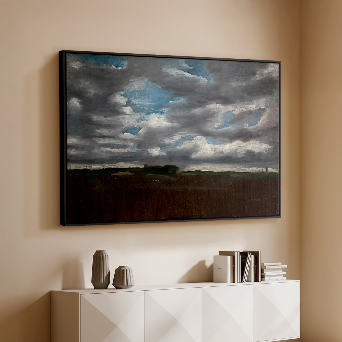 Extensive Landscape with Grey Clouds, c. 1821-1822 - Floater Framed Canvas Print