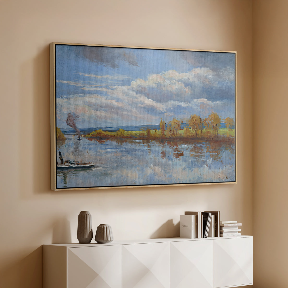 The Banks of the River Seine, 1893 - Floater Framed Canvas Print