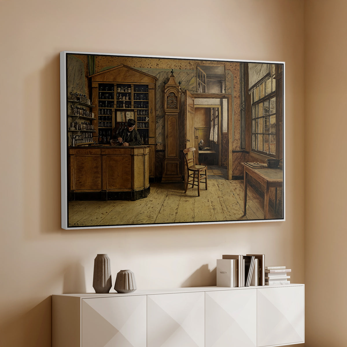 The Old Inn 'Het Loodshuis' in Antwerp, 1877 - Floater Framed Canvas Print