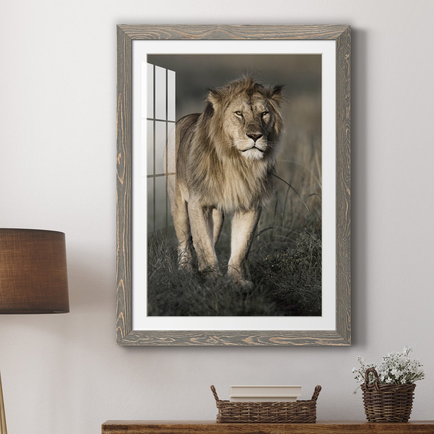 Morning Walk in Masai Mara - Premium Framed Print - Distressed Barnwood Frame - Ready to Hang