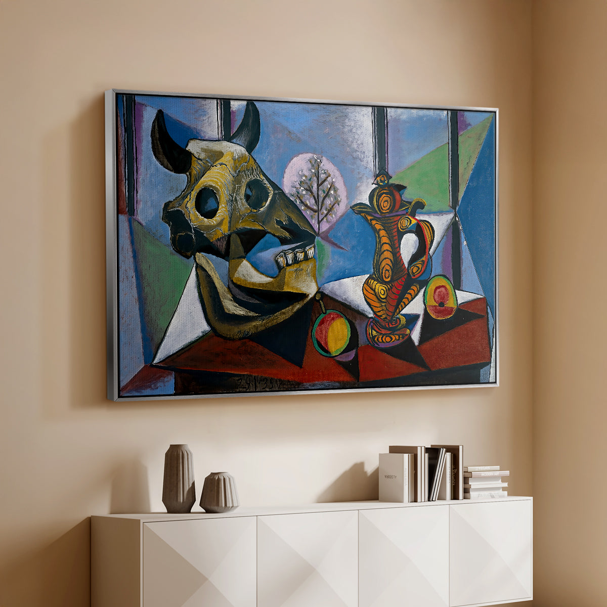 Still Life with Bull's Skull, 1939 - Floater Framed Canvas Print
