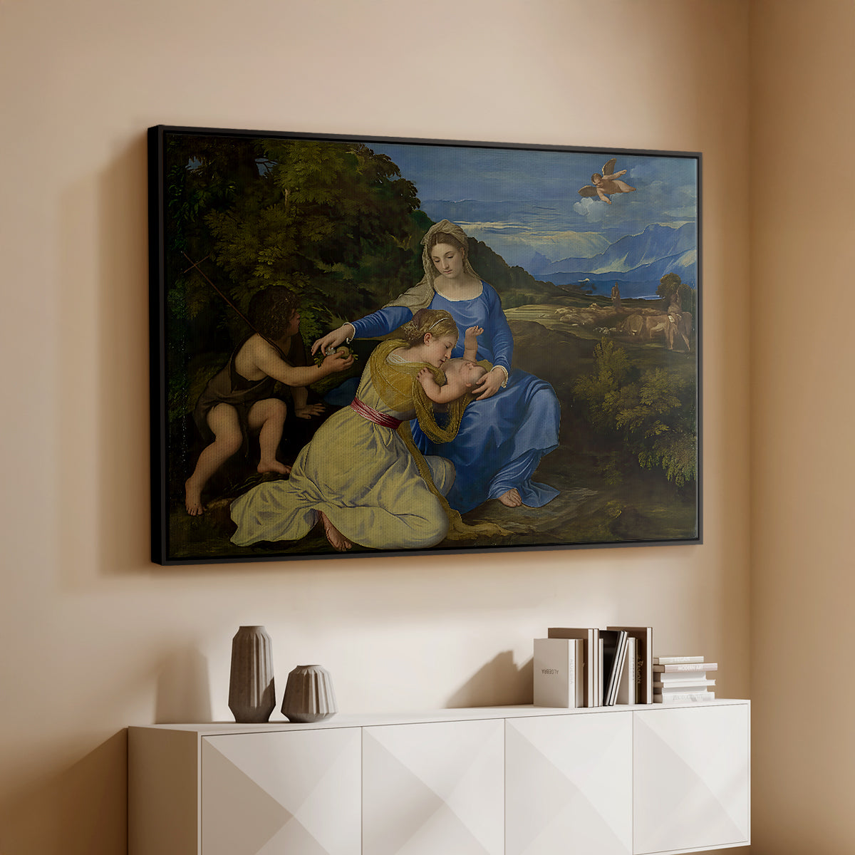 The Aldobrandini Madonna, 1532 - Floater Framed Canvas Print