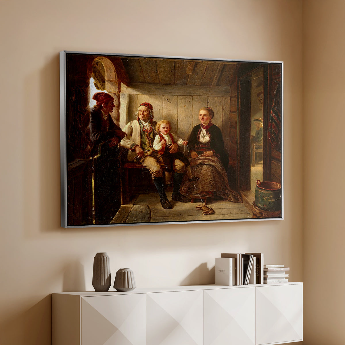 Neighbors (Naboer), 1855 - Floater Framed Canvas Print