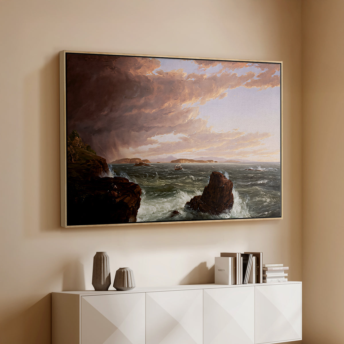 Views Across Frenchman's Bay from Mt. Desert Island, After a Squall, 1845 - Floater Framed Canvas Print