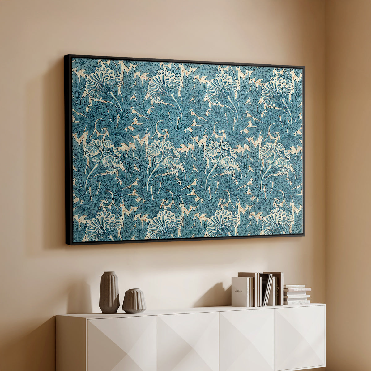 Tulip (Teal), 1875 - Floater Framed Canvas Print