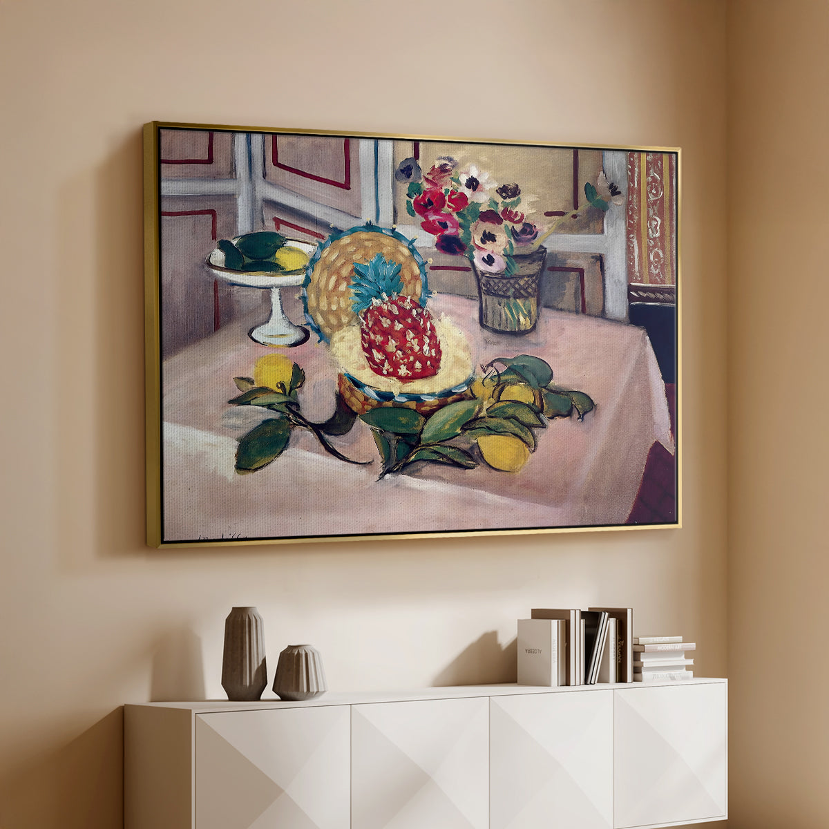 Still Life with Pineapple and Lemons, 1925 - Floater Framed Canvas Print
