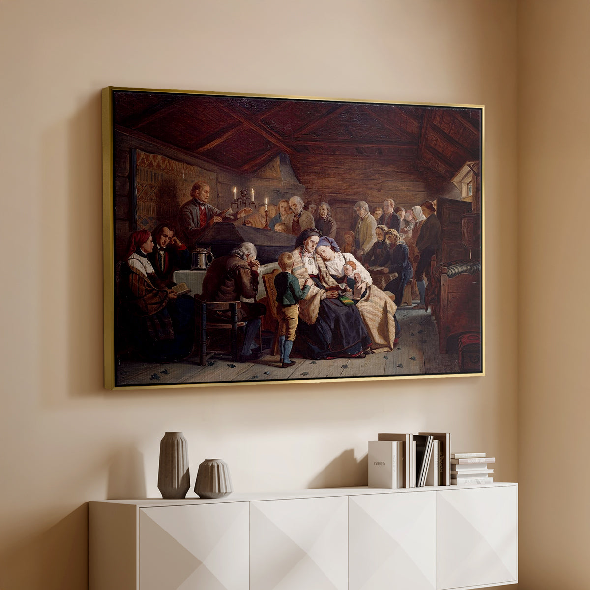 Funeral Feast, 1854 - Floater Framed Canvas Print