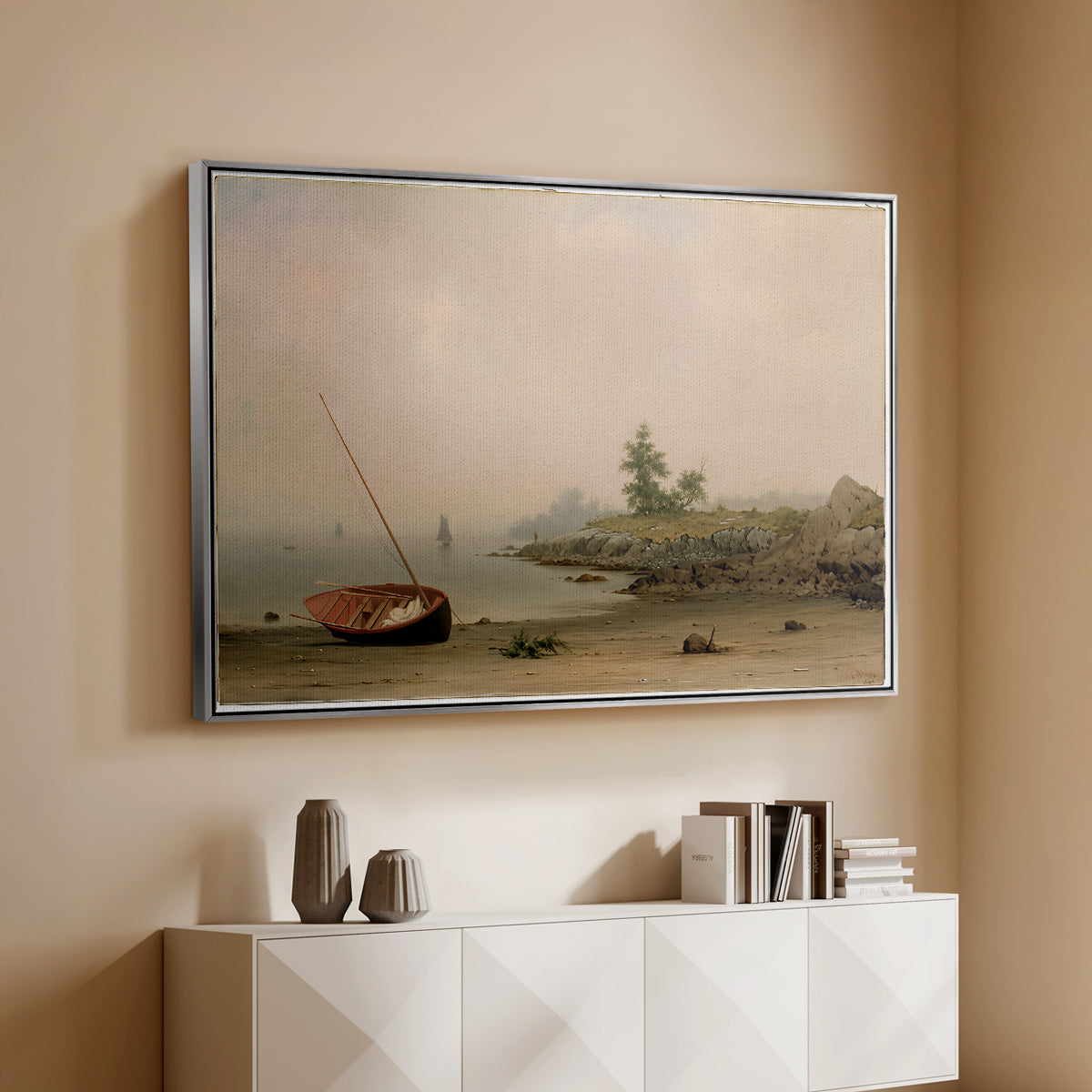 The Stranded Boat, 1863 - Floater Framed Canvas Print
