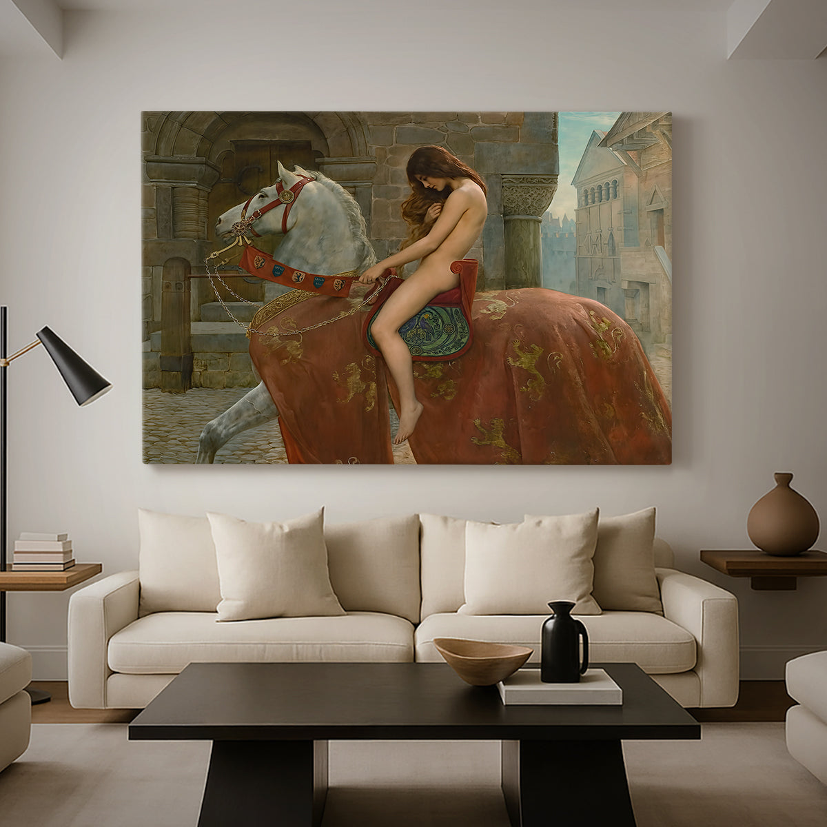 Canvas art print featuring an expressive depiction of legendary figure, displayed in a spacious living room