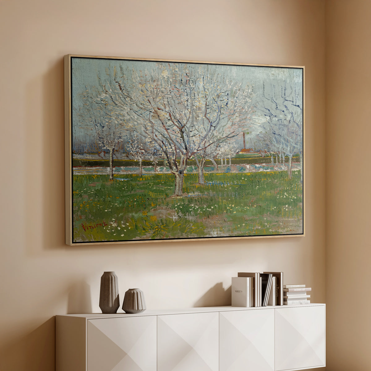 Orchard in Blossom (Plum Trees), 1888 - Floater Framed Canvas Print