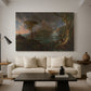 Canvas art print featuring an expressive composition emphasizing raw landscape features, displayed in a spacious living room