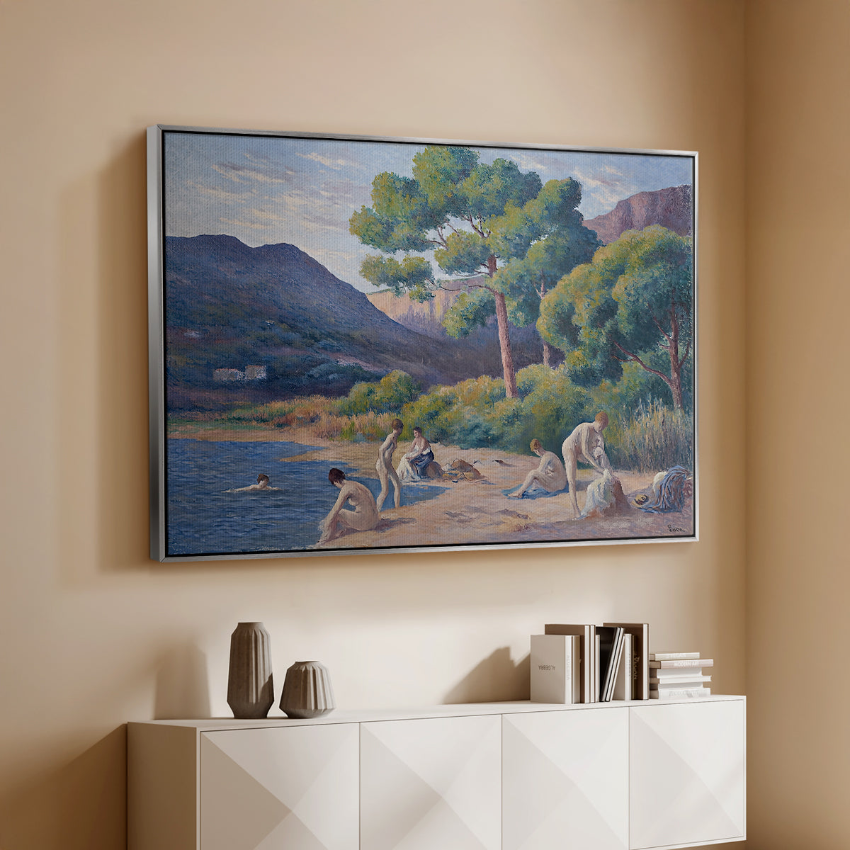 Bathers in Saint-Tropez, c. 1909 - Floater Framed Canvas Print