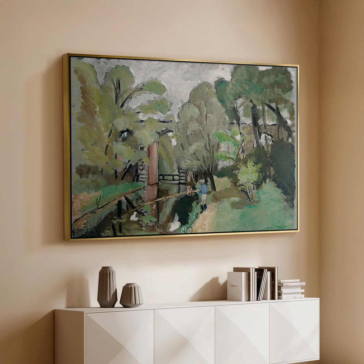 The Little Fisherman, Maintenon, 1918 - Floater Framed Canvas Print