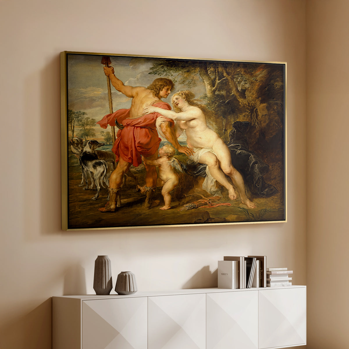 Venus and Adonis, c. 1635 - Floater Framed Canvas Print