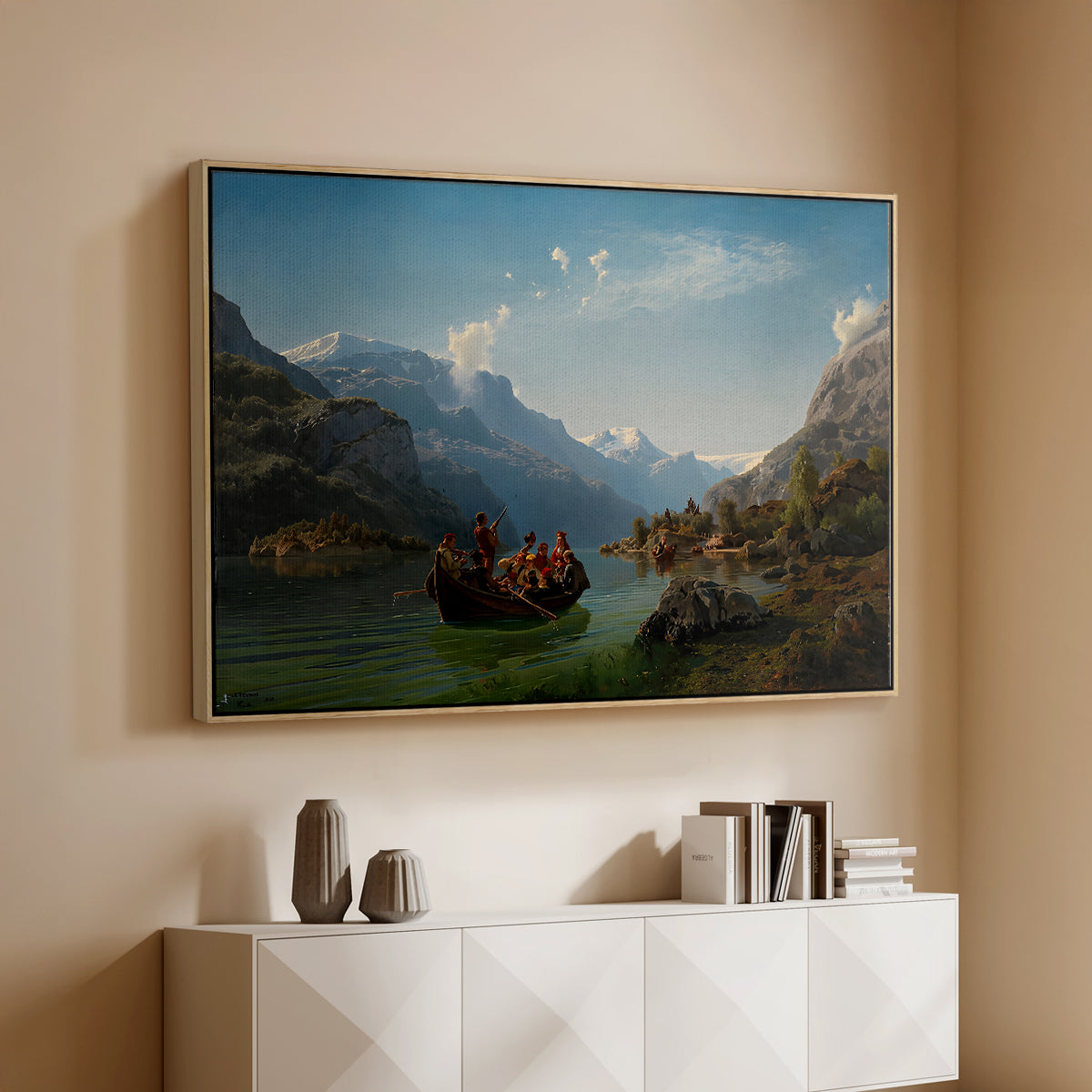 Bridal Procession on the Hardangerfjord, 1848 - Floater Framed Canvas Print