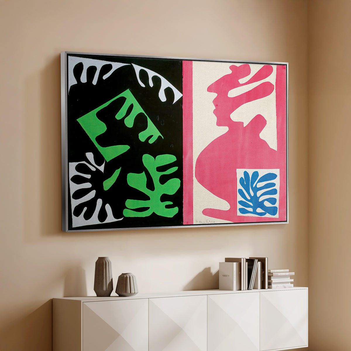Composition, Black and Red, from Jazz, 1947 - Floater Framed Canvas Print