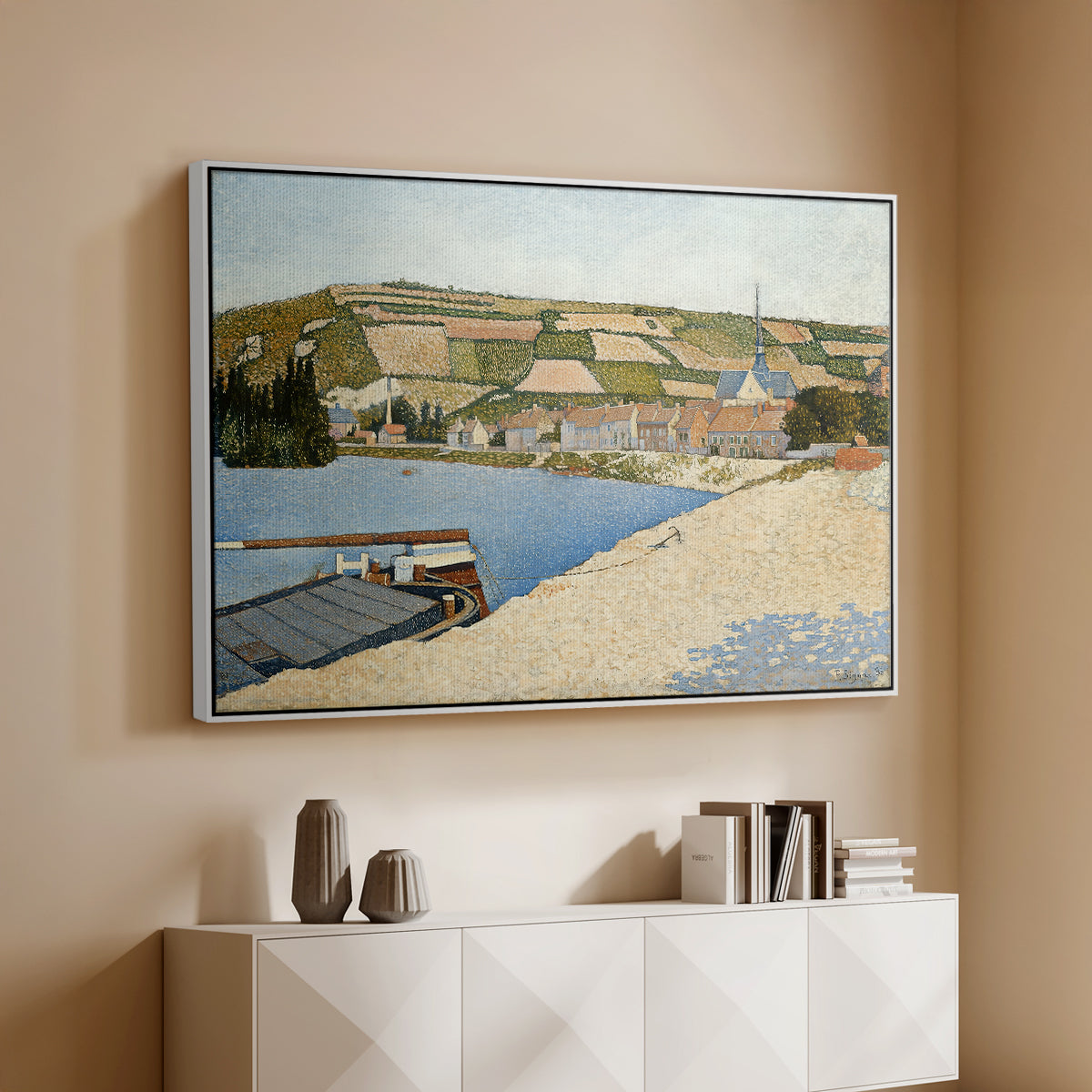The Riverbank, Les Andelys, 1886 - Floater Framed Canvas Print