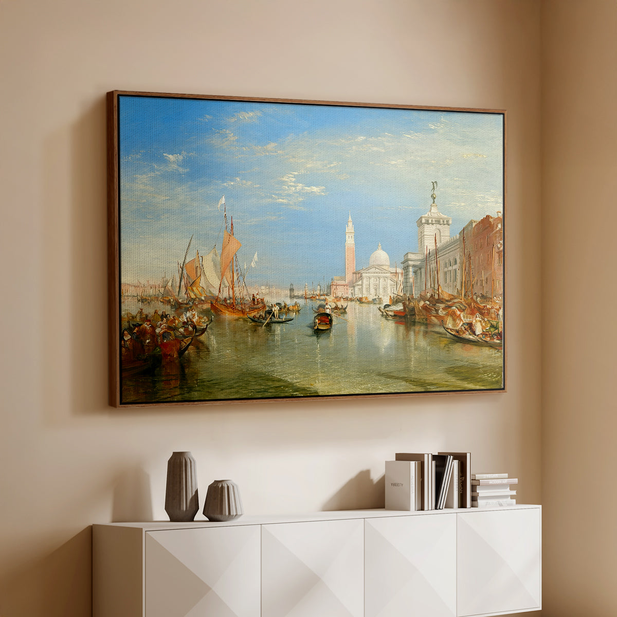 Venice: The Dogana and San Giorgio Maggiore, 1834 - Floater Framed Canvas Print