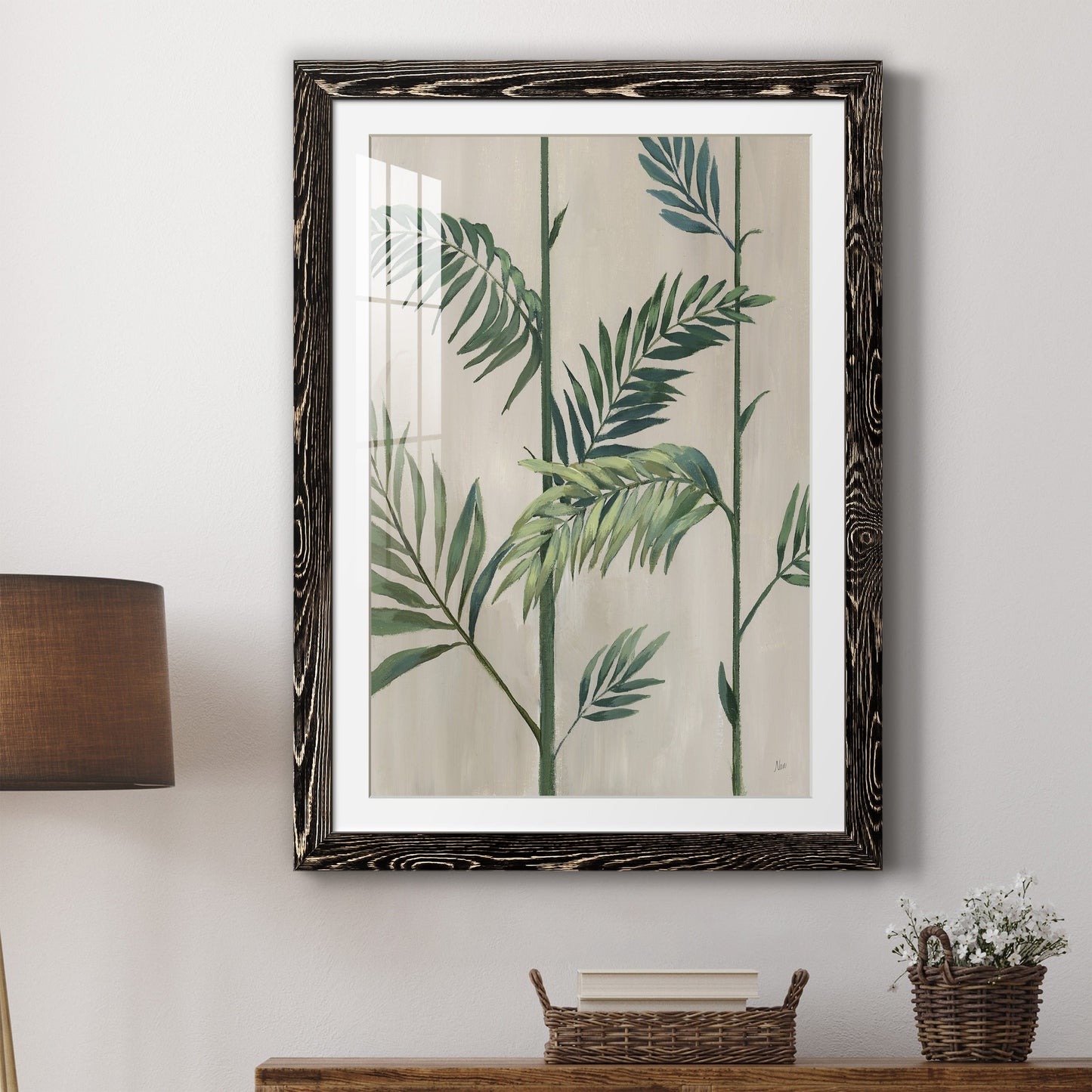 Modern Fronds II - Premium Framed Print - Distressed Barnwood Frame - Ready to Hang