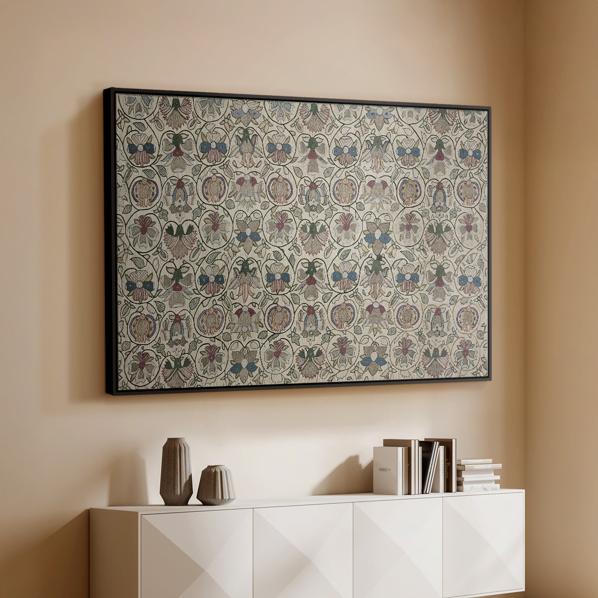 Long Cushion Cover (Printed Textile), c. 1600 - Floater Framed Canvas Print