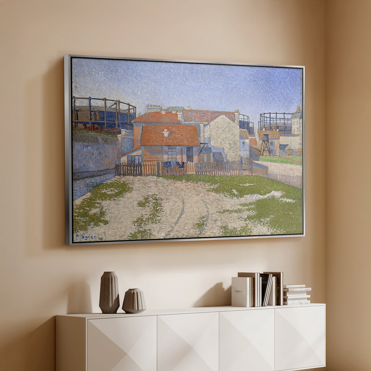 Gasometers at Clichy, 1886 - Floater Framed Canvas Print