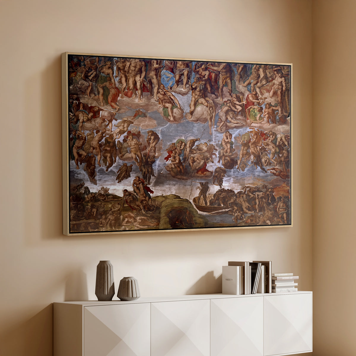 The Last Judgment (Charon's Boat and the Damned), 1536-1541 - Floater Framed Canvas Print