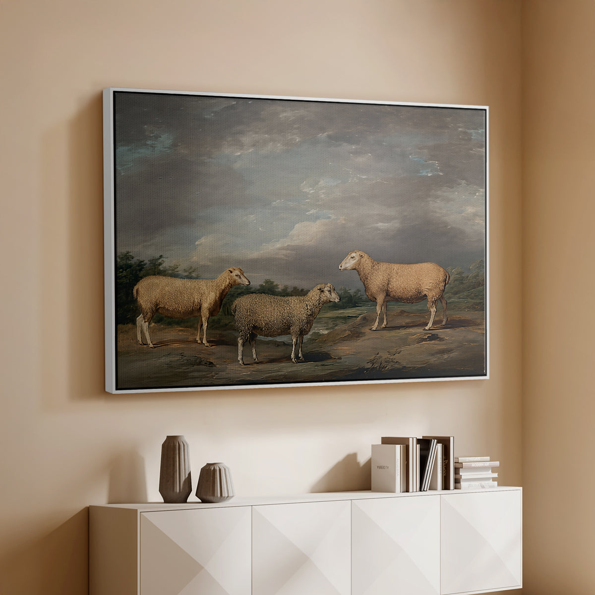 Ryelands Sheep, the King's Ram, the King's Ewe and Lord Somerville's Wether, c. 1801-1807 - Floater Framed Canvas Print