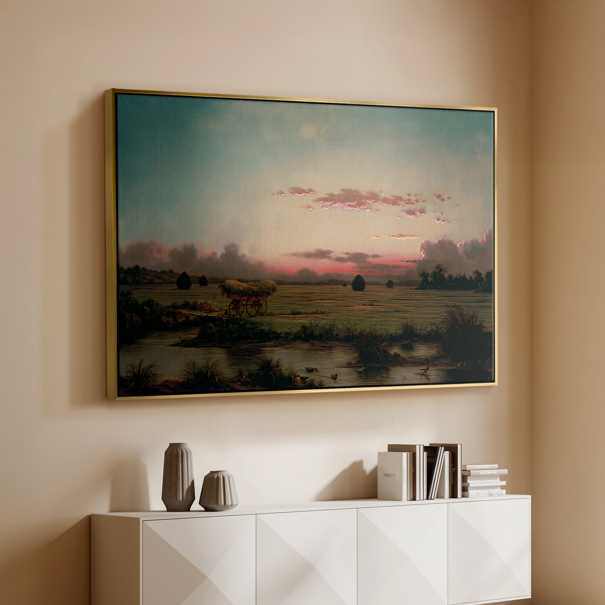 The Marshes at Rhode Island, 1866 - Floater Framed Canvas Print