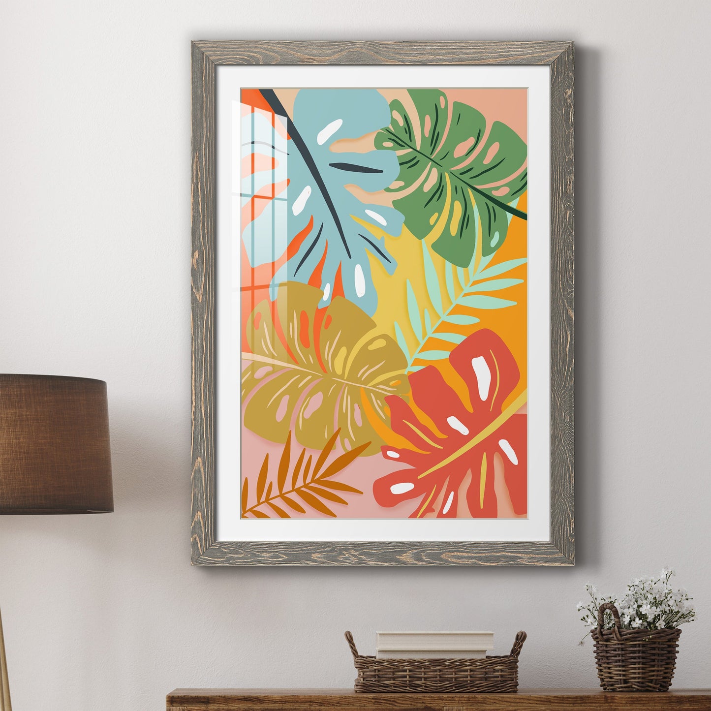 Tropical Foliage I - Premium Framed Print - Distressed Barnwood Frame - Ready to Hang