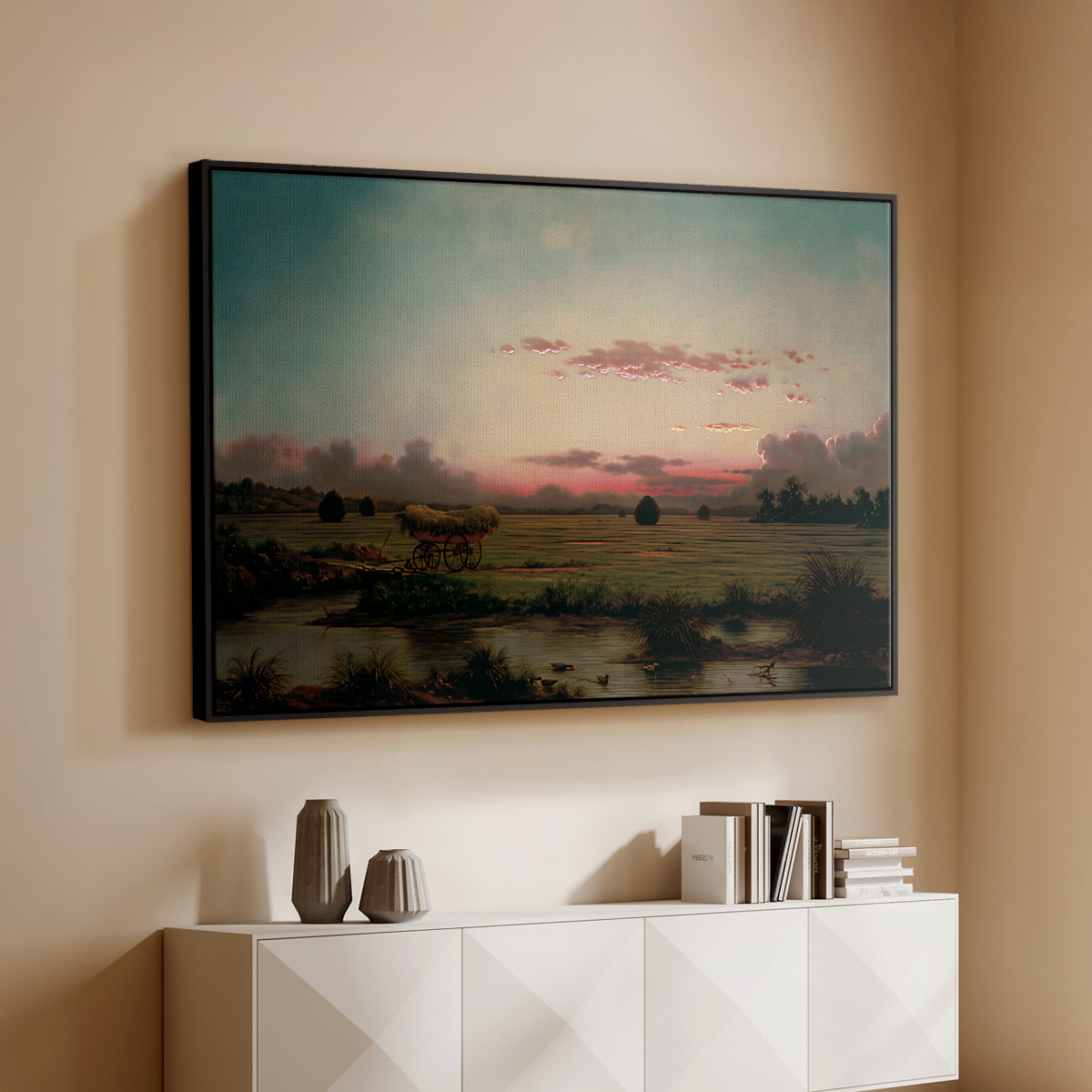 The Marshes at Rhode Island, 1866 - Floater Framed Canvas Print