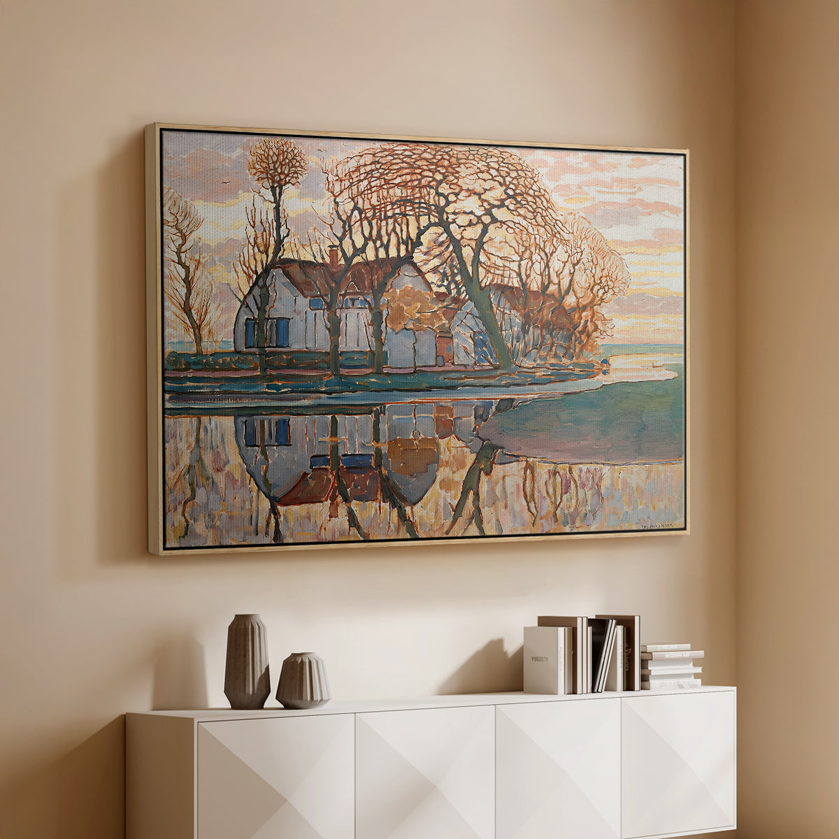 Farm near Duivendrecht, c. 1916 - Floater Framed Canvas Print
