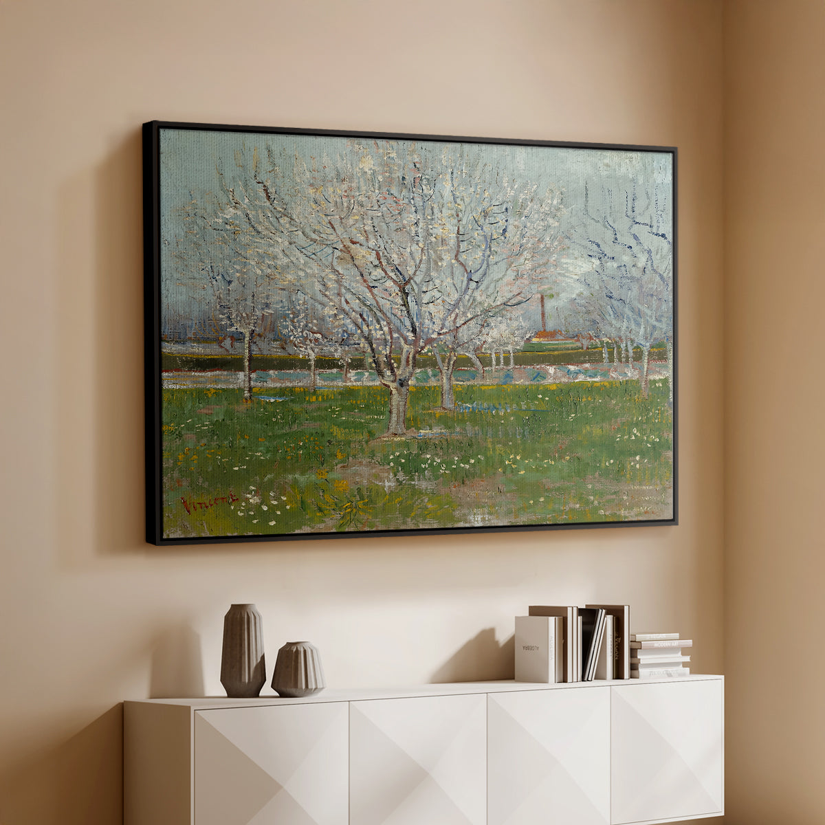 Orchard in Blossom (Plum Trees), 1888 - Floater Framed Canvas Print